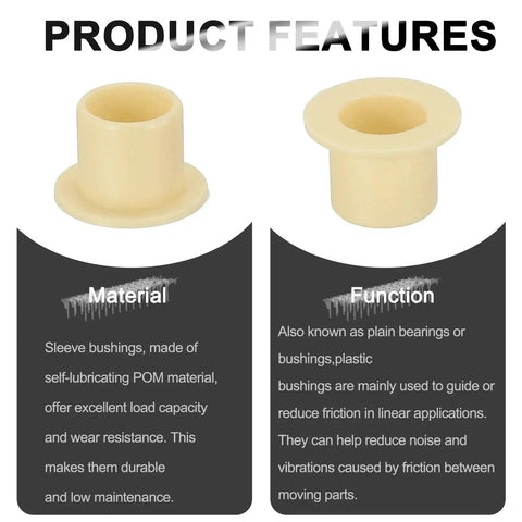 Six Pcs Flanged Sleeve Bearings 8 mm Inner Diameter 10 mm Outer Diameter 10 mm Length POM Plastic Bushing Yellow