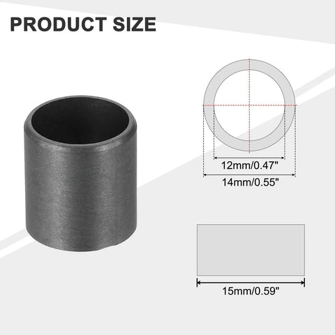 8 Pack POM Sleeve Bearings 12mm ID 14mm OD 15mm Length Self Lubricating Oilless Plastic Bushings Black For DIY Projects And Small Machines