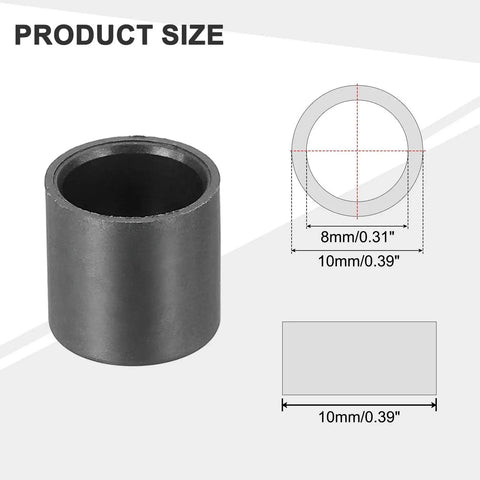 8 Pack POM Sleeve Bearings Plastic Bushings ID 8mm OD 10mm Length 10mm Self Lubricating Oilless Black Bushing with dimensions