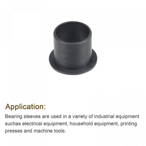 Flanged Sleeve Bearing Set 20mm Bore 23mm Outer Diameter 21mm Length With 30mm Flange 1.5mm Flange Thickness POM Black for Machinery