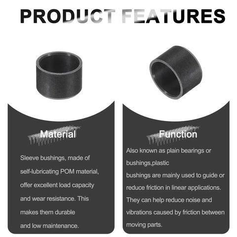 Eight Pack POM Sleeve Bearings With ID 10mm OD 12mm And Length 8mm Oilless Wrapped Bushings Black Self Lubricating Description