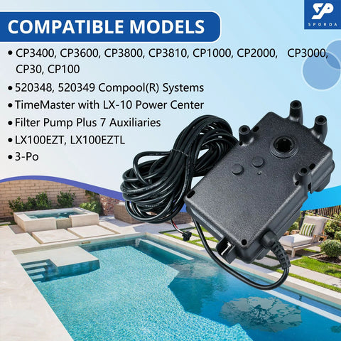 SPORDA CVA-24T valve actuator with 24 ft cable, 24V AC, 3-wire, for Pentair 263045 pool control system.