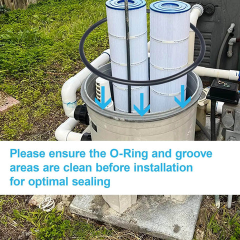 Pool Tank O Ring Replacement For Clean And Clear Plus And FNS Series Filter Tanks Fits CCP320 CCP420 CCP520 FNSP24 36 48 60 And Quad DE Filters Easy Install Durable Seal Pro Grade Pool Spa Maintenance shown above filter tank with cleaning instructions