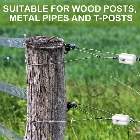 White porcelain bullnose fence insulators for electric fence wire on wood posts