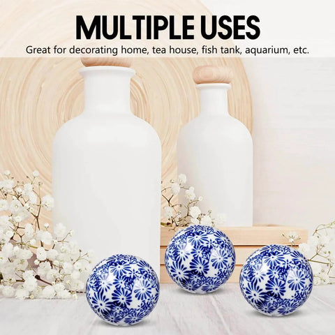 3Pcs Porcelain Balls Ceramic Balls Decorative Orbs Decorative for Centerpiece Small Spheres Floating for Bowl Vase Filler