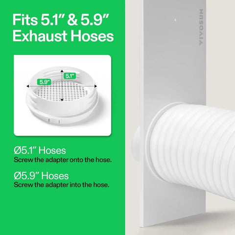 Portable AC Sliding Door Vent Kit With Adjustable Length From 16.9 To 88.6 Inches Fits 5.1 And 5.9 Inch Exhaust Hoses