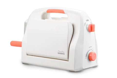 Die Cutting And Embossing Machine With Adjustable Height Gear System For Effortless Crafting, 9 Inch Opening shown in white