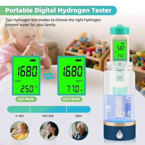 4 In 1 Hydrogen Water Tester With pH ORP H2 And Temperature Meter For Drinking Water Pools Aquariums Hydroponics Spa And Kombucha Brewing Home Labs Portable High Accuracy Water Quality Meter For On The Go with digital display and child drinking water