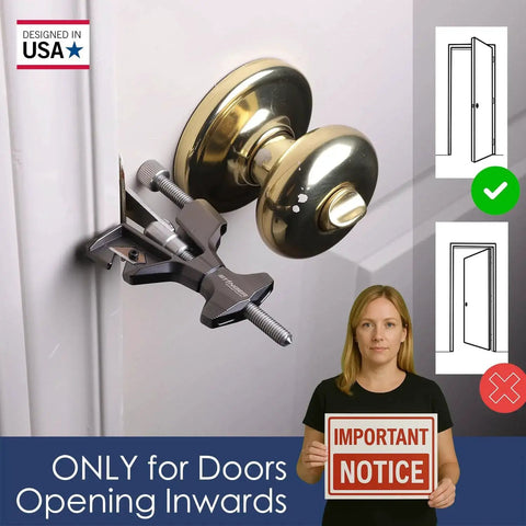 All Metal Portable Door Lock For Travelers With Built In Glass Breaker And Seatbelt Cutter Delivers Hotel Apartment And Home Door Security