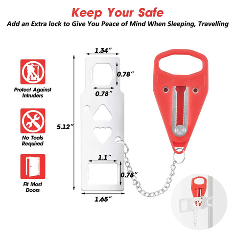 Portable door lock delivers instant privacy and extra security on the go with tool-free installation, compact stainless steel build shown.