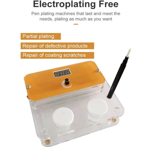 Gold Plating Kit For Jewelry With Electroplating Pen Lightweight Portable Plating Tool Set shown with solution bottles