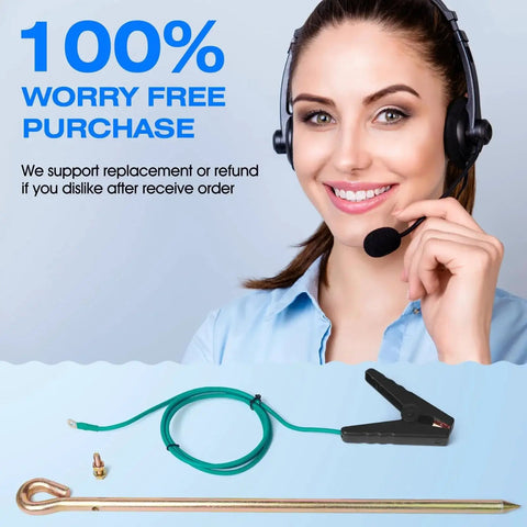 Customer support with Portable Ground Rod Kit With Half Inch Diameter 18 Inch Long Ground Rod And 4 Foot 12AWG UL Listed Tinned Copper Wire