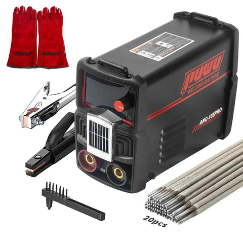 110V 135A MMA Arc Welder With Digital Display And Overheat Protection Hot Start Quick Connector Portable Mini Stick Welder For Home DIY Includes Gloves And 20 Rods.