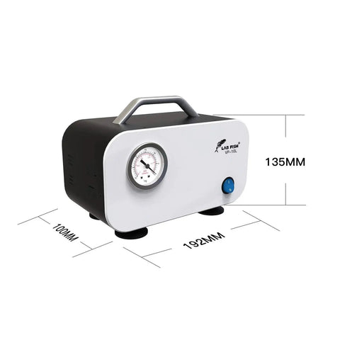 Oil Free Diaphragm Lab Vacuum Pump Portable For Filtration With Ten Liters Per Minute Capacity And Rubber Tube 110 To 220 Volt Universal Power Supply