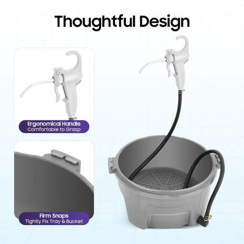 Portable Handheld Oiler Bucket And Oil Gun Kit 4.55L One Gallon With 4.59ft Long Hose ergonomic design and bucket snaps