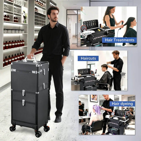 Pro Salon Cart With Four Drawers On Wheels For Hair Pros Portable Salon Station With Worktop Tray Rolling Makeup Train Case