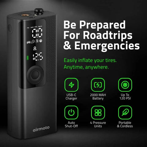 Portable Tire Inflator Air Compressor With Digital Pressure Gauge LED Light And Auto Shut Off for emergencies