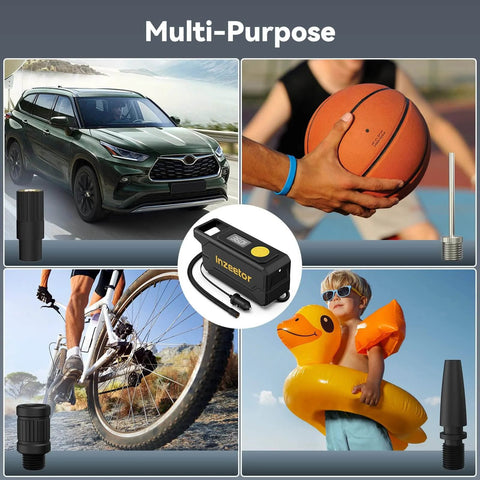 Multi-purpose use of 150 PSI Tire Inflator Portable Air Compressor, 12V DC Auto Shutoff Air Pump with Digital Pressure Gauge