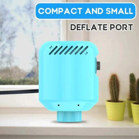 Portable Electric Vacuum Pump For Storage Bags And Compression Clothing Fast Air Removal by ZPP on a windowsill, side view.