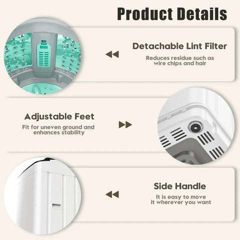 Portable Washer And Dryer Combo For Small Spaces With One Point Eight Cu Ft Capacity Including 18 Lb Wash Load And 12 Lb Dry Load Details