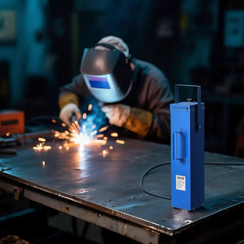 Welder using Portable Welding Rod Oven With 10 Lb Capacity Fast 230W Heating To 300F Drying For 18 Inch Electrodes in workshop