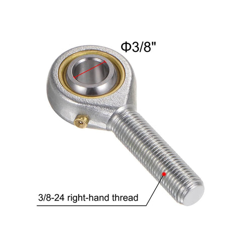 2pcs POSB6 Male Rod End Bearing with 3/8 Inch Bore and 3/8-24 Right Hand Thread, Self Lubricating Heim Joint in close-up view