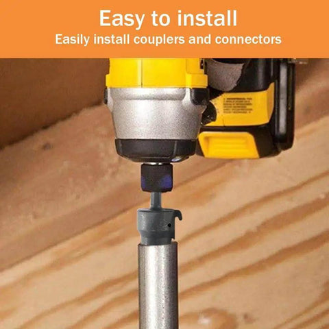Power Conduit Reamer Tools Kit With Hex Key Wrench, 2 Replacement Blades, And No. 2 Square Recess Bit installed on drill