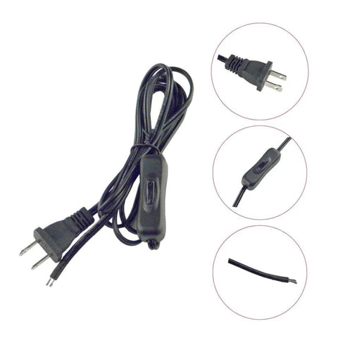 Power cord with switch plug for 60KTYZ 110V 60-72RPM Permanent Magnet Synchronous Gear Motor, 1.5m length shown.