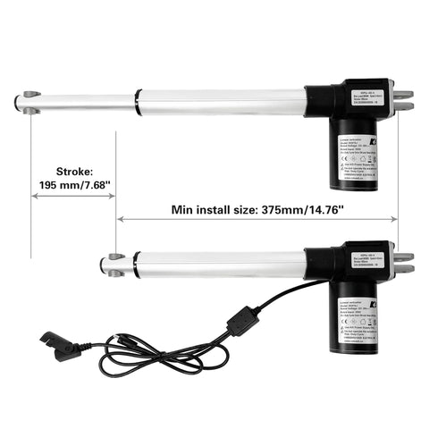 Kaidi linear actuator for power recliner lift chairs, model KDFSJ-403-6, two actuators with 195 mm stroke and power cord