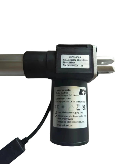 Power recliner linear actuator motor with cord, model KDFSJ-403-6, aluminum housing, for sofa lift chairs