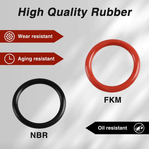 Power Steering Pump Rubber Inlet And Outlet O Ring Seals Kit For Acura And Honda Cars Pro Grade Includes DIY Friendly Inlet And Outlet Seals Fits MDX RDX TL RSX Integra CL RL And More Replaces 91370 SV4 000 91345 RDA A01 showing FKM and NBR O-rings