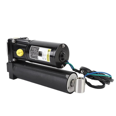 Qqmora power trim tilt assembly for outboard motor, side view, black electric actuator with wiring harness
