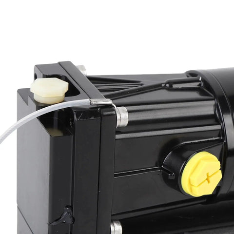 Qqmora power trim tilt assembly, black housing with yellow adjustment knob and white reservoir cap, outboard motor part