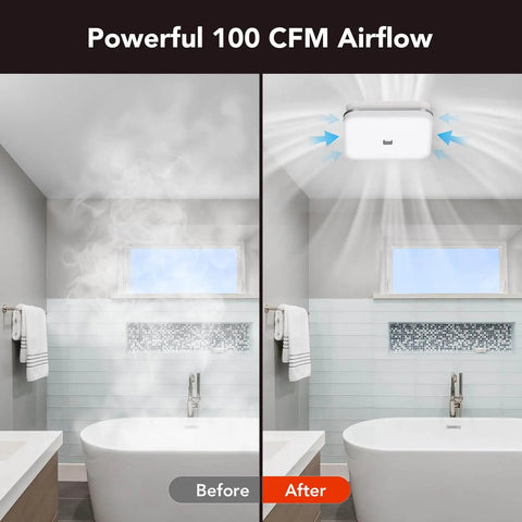 Quiet 100 CFM Bathroom Exhaust Fan With Light And 1.5 Sones, 5000K LED Daylight 1000 Lumen, Energy Star Certified, reducing moisture
