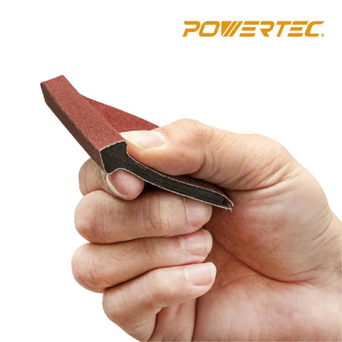 Close-up of a hand holding a contour sanding grip from the Contour Sanding Grips Set With 21 Profiles For Convex Concave Detail Sanding.