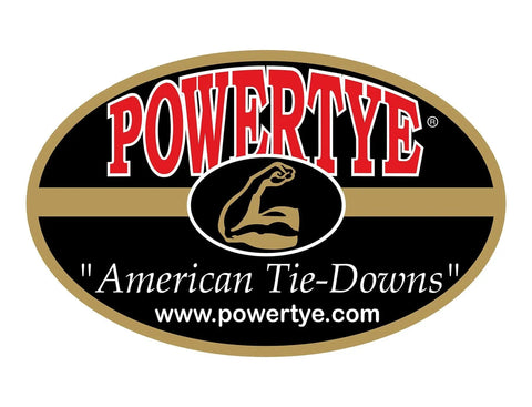 PowerTye logo with "American Tie-Downs" slogan and website URL