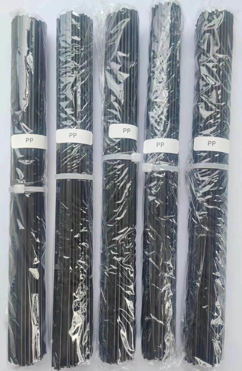 Bundles of Black PP Plastic Welding Rods for Car Bumper Repair, 9.8 Inch Long, Flat 5mmx2.5mm, wrapped in plastic, five stacks