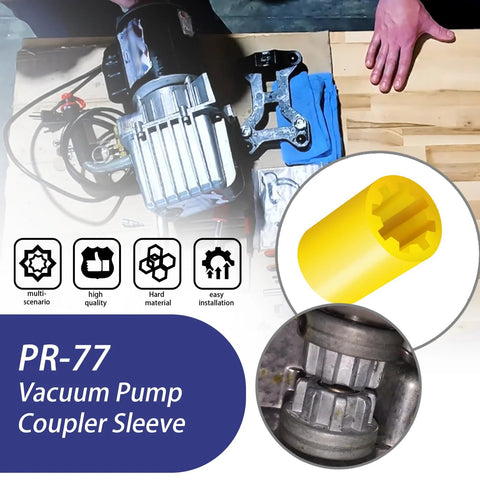 PR-77 vacuum pump coupler sleeve, yellow plastic gear-style sleeve for PR-6 pump.