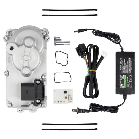 Turbo actuator replacement kit for 6.7L Cummins; pre-calibrated, direct-fit, includes actuator, wiring harness, gasket set.