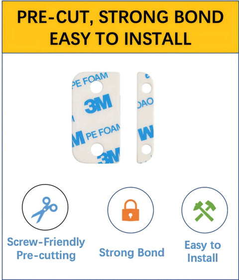 Adhesive Replacement Strips For Contact Sensor Second Gen Pre Cut Double Sided Tape 12 Pack for mounting on door and window alarms