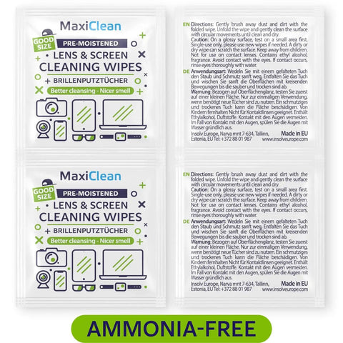 Individually Wrapped Lens Wipes For Glasses And Devices Streak Free Clarity, 4-pack front view