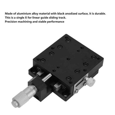 Black anodized ✝️ Linear Stages, SEMX60-AC X Micrometer Manual Displacement Sliding Table Fine-Tuning Cross Roller Precision top view