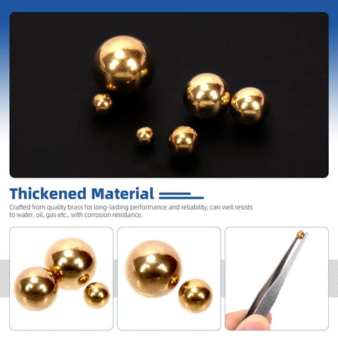 Precision Brass Bearing Balls Set 120-Piece Assortment 3/32 To 1/2 Inch Sizes For Machinery Automotive Valves Yellow Brass Balls
