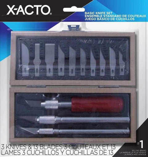 Basic Knife Set With Three Knives And Ten Blades In A 14 Piece Sturdy Wooden Storage Chest for precision cutting of various materials