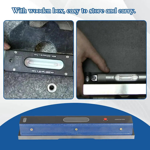 12 Inch Precision Level with 0.0002 per 10 Inch Sensitivity, durable carbon steel, used for alignment and flatness testing