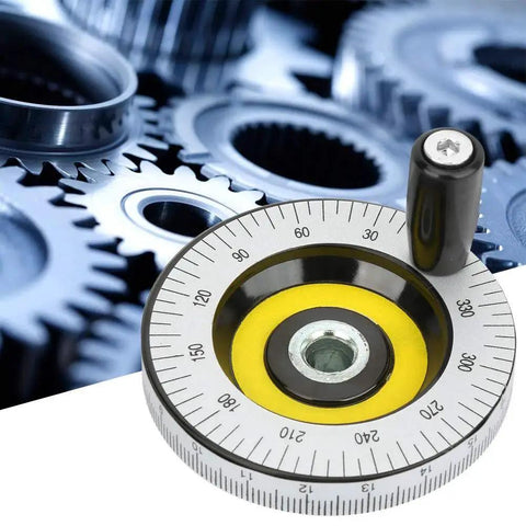 Precision Milling Hand Wheel 10x80mm with scale, shown with handle, ideal for lathe milling machines and grinders.