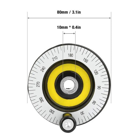 Front view of Precision Milling Hand Wheel 10x80mm With Scale for lathe and milling machines with marked diameter and bore size.