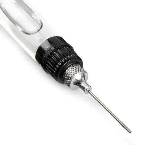 Close-up of Two Pack Precision Needle Oiler Kit with Refillable Hypodermic Dispenser and One Half Ounce Capacity Each Narrow One Sixteenth Inch Needle