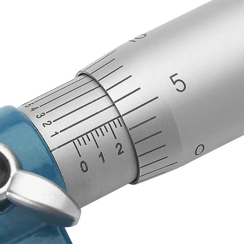 Close-up of Outside Micrometer Set 0 To 4 Inch 4 Piece 0.0001in Graduation Carbide Anvils Case showing detailed graduation markings