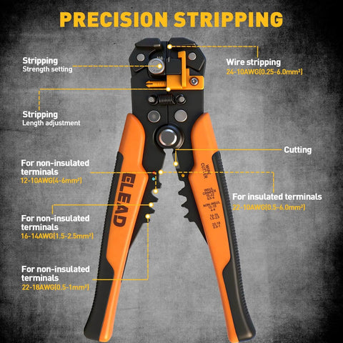 Pro Grade Ferrule Crimping And Stripping Tool Kit With Automatic Wire Stripper highlighting adjustment features.